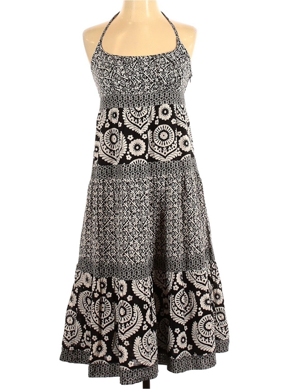 MICHAEL Michael Kors Black and White Halter Maxi Dress
